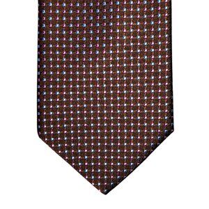 Brooks Brothers Necktie Tie Brown Blue Purple Geometric Silk USA Stain Resistant